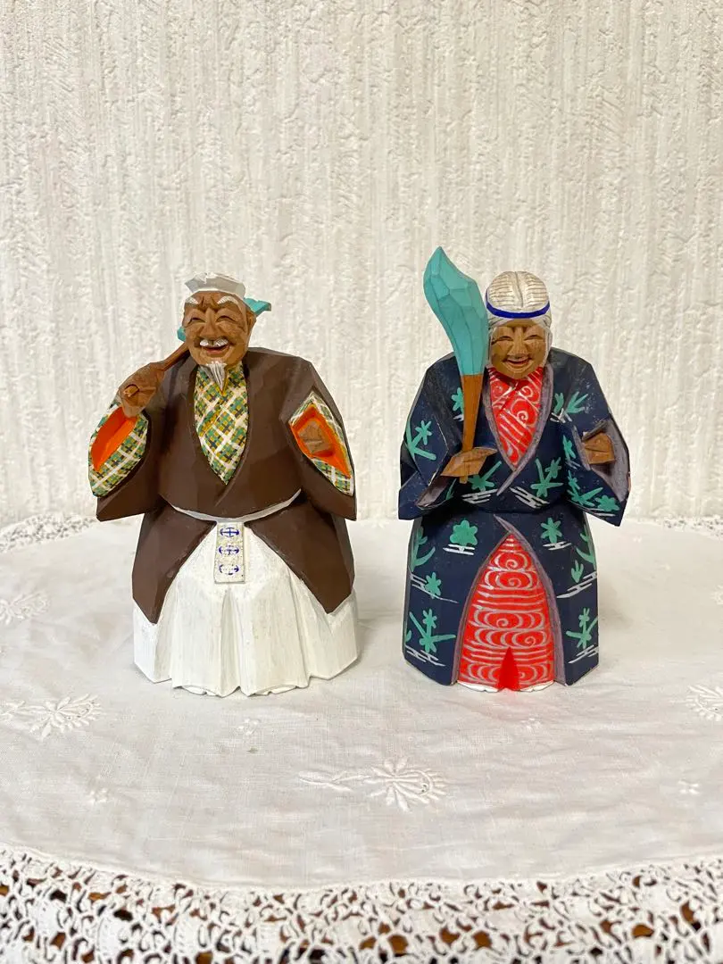 一刀彫 高砂 奈良一刀彫 奈良人形 木嶋良宗 共箱 置物 2025年最新】一刀彫