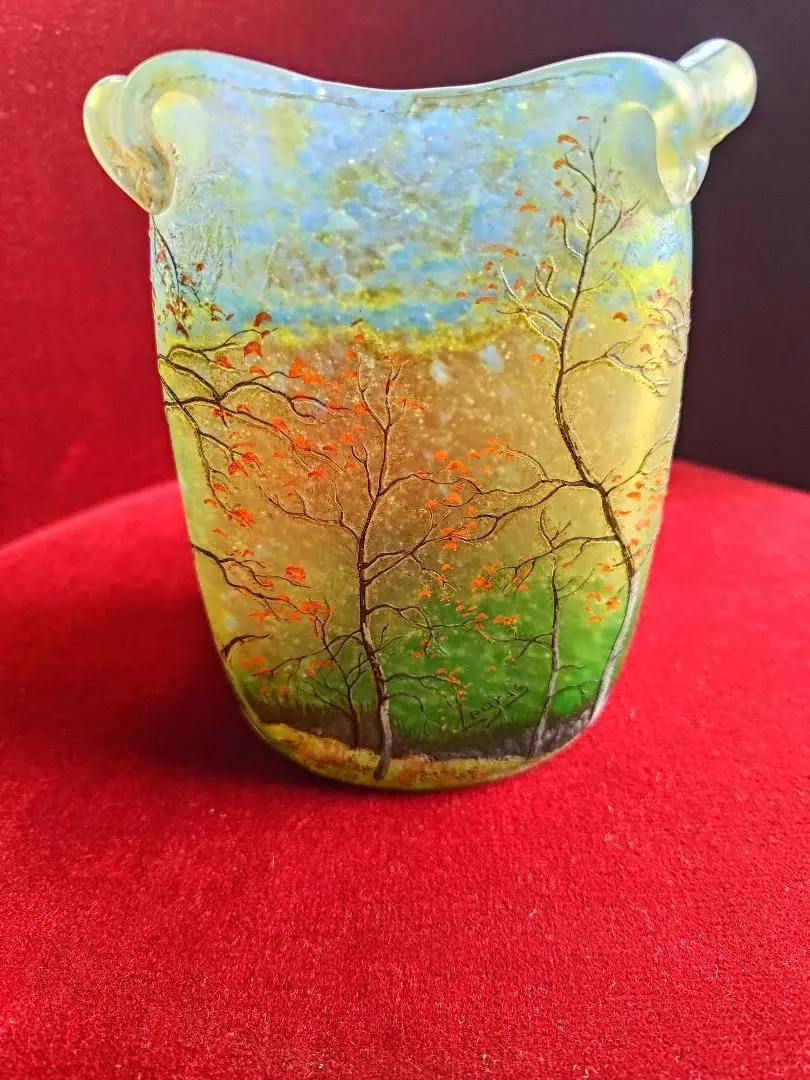 ✤ルグラ・モンジョワ（Legras Montjoye）✤〘冬景色文〙花瓶✤-正規品