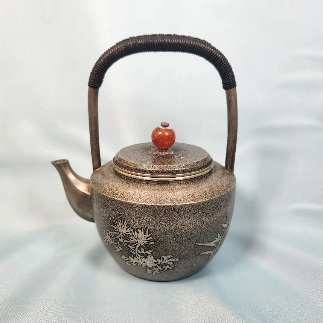 ♢明治時代 古錫製 文字文 茶道具 急須 継山造 アンティーク骨董品