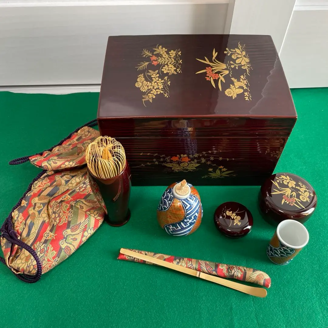 R565四季棗『塗師峯清作』『夜桜朝顔稲雀松喰鶴』共箱茶道具