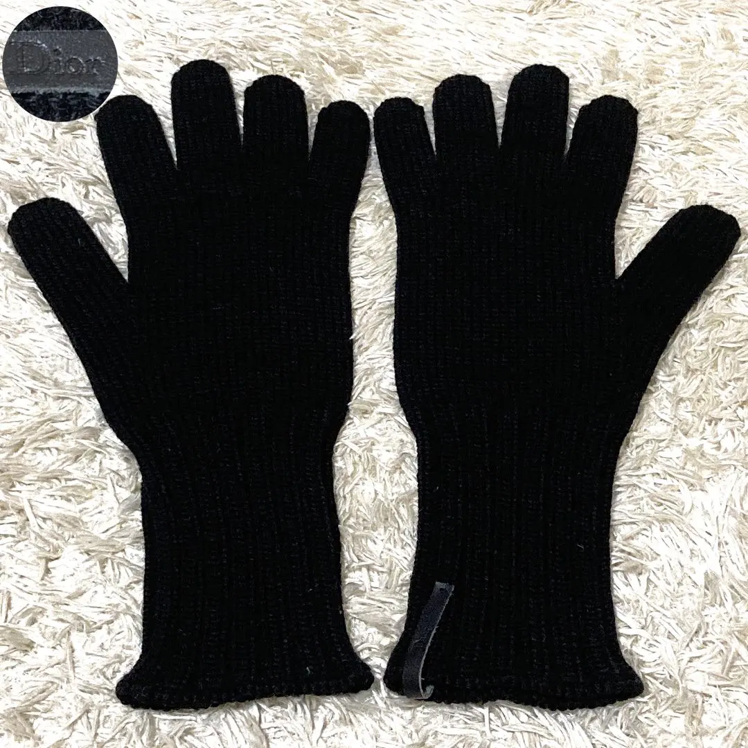 Dior Homme CDロゴ 刺繍 バイカラー ニット グローブ 手袋 ウール