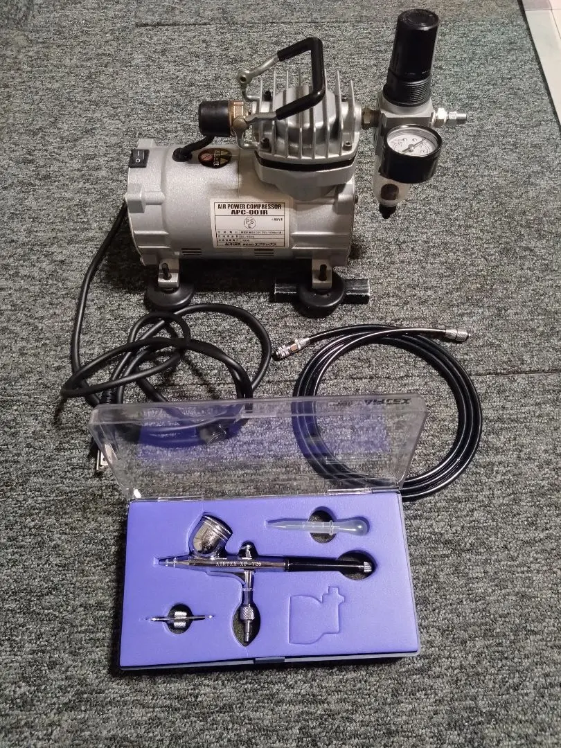 エアテックス コンプレッサー APC-001R エアブラシ4本セット