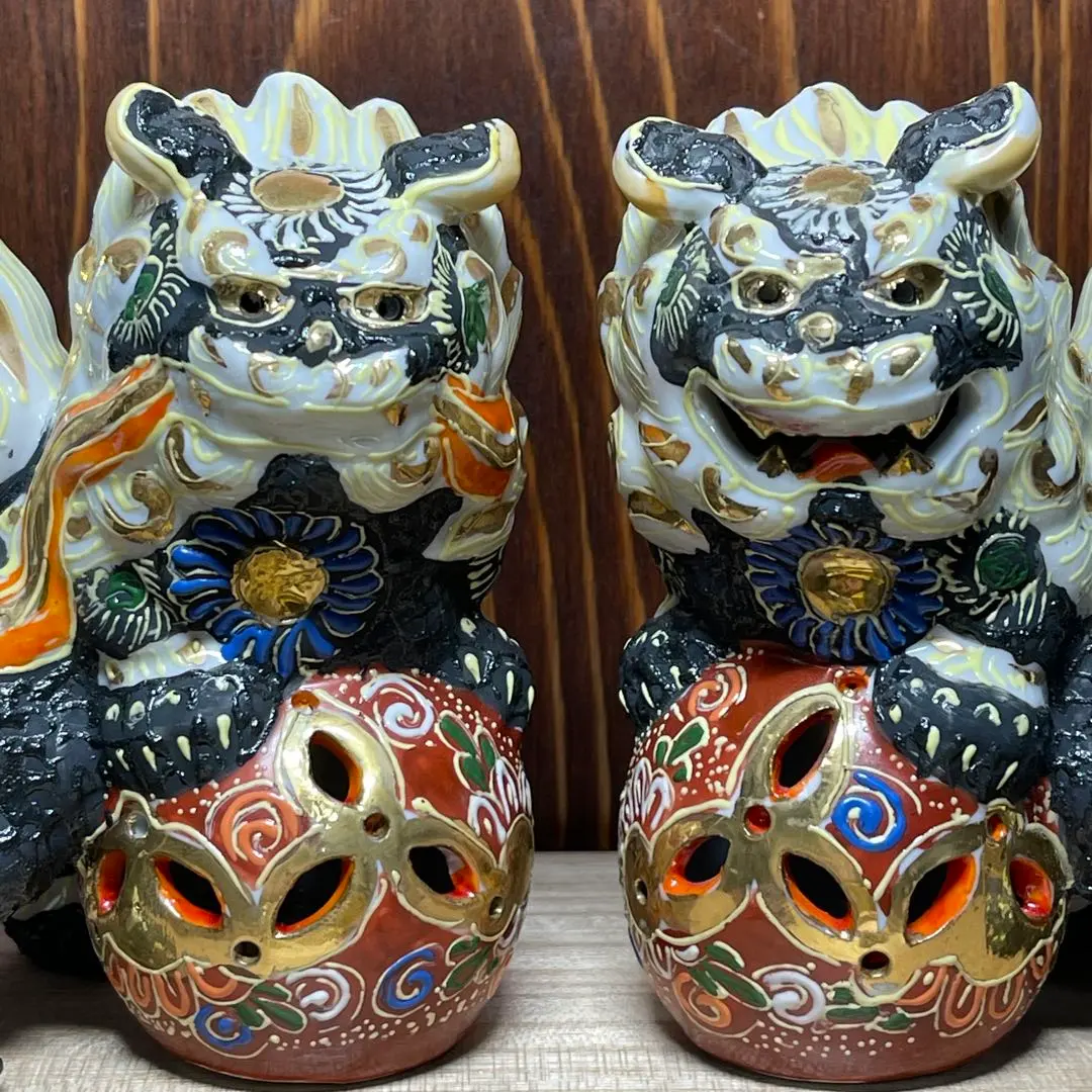 ☆b468、九谷焼9号宝獅子白盛 魔除けの 「獅子 」