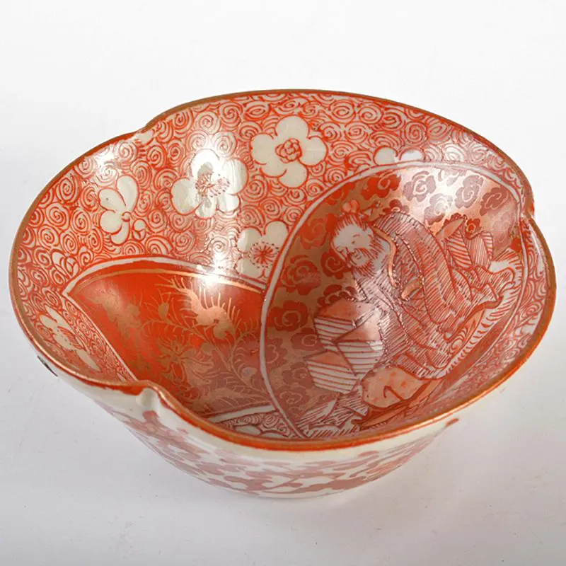 骨董アンティーク柿右衛門色絵梅文輪花縁小碗盃酒盃小鉢輪花皿