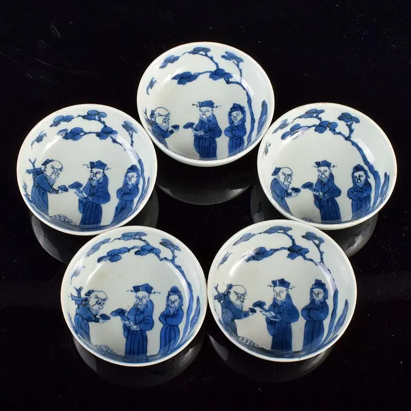 道光年製 古い染付茶碗3客 中国美術 唐物 清朝 茶道具