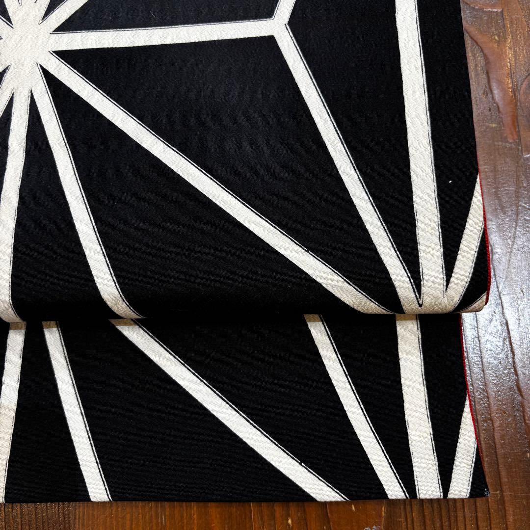 京袋帯 黒に麻の葉模様 全通 長さ365 レトロモダン o1587 楽天市場