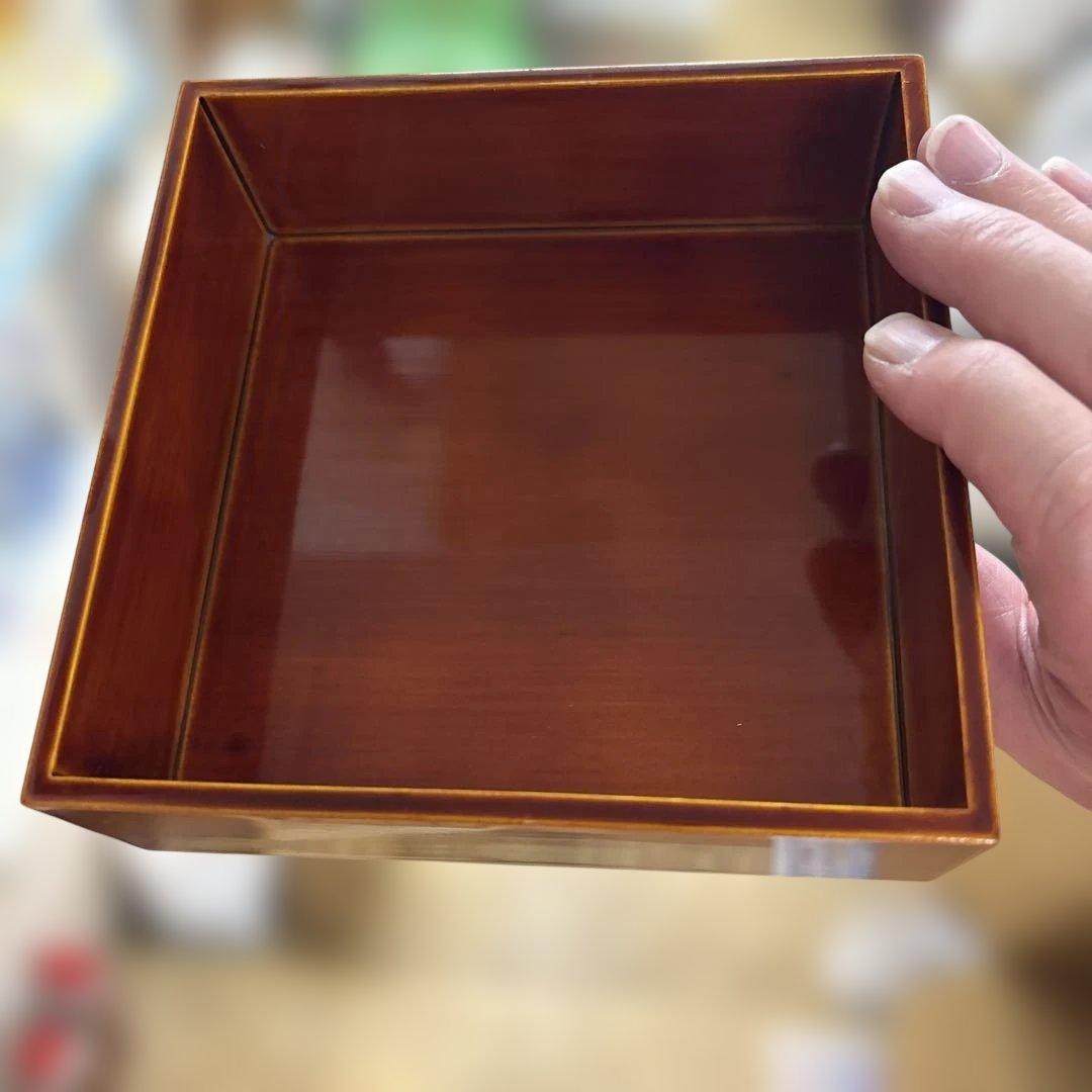 未使用　美品　伝統工芸 飛騨春慶塗 手提げ三段重 箱付き 天然木 漆器 お重