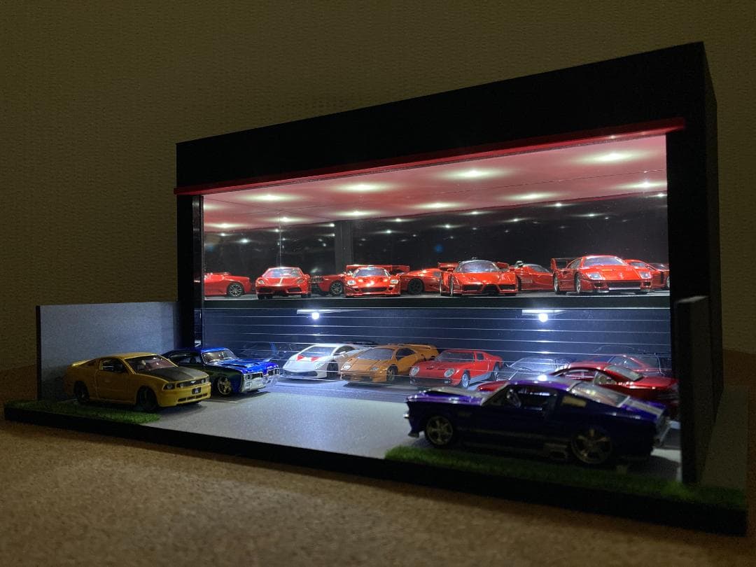 ミニカー用ジオラマ：1/64 カーディーラーⅡ（ブラック＆ダークグレー）