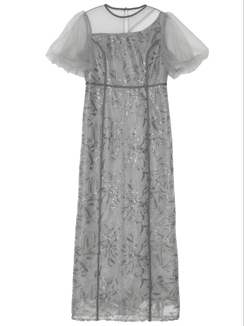 Leja アシンメトリーシアーフラワードレスワンピース