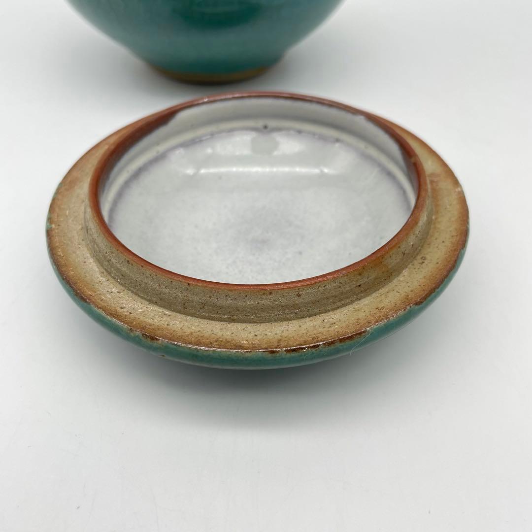 鳥取民藝　牛ノ戸焼　緑釉蓋物