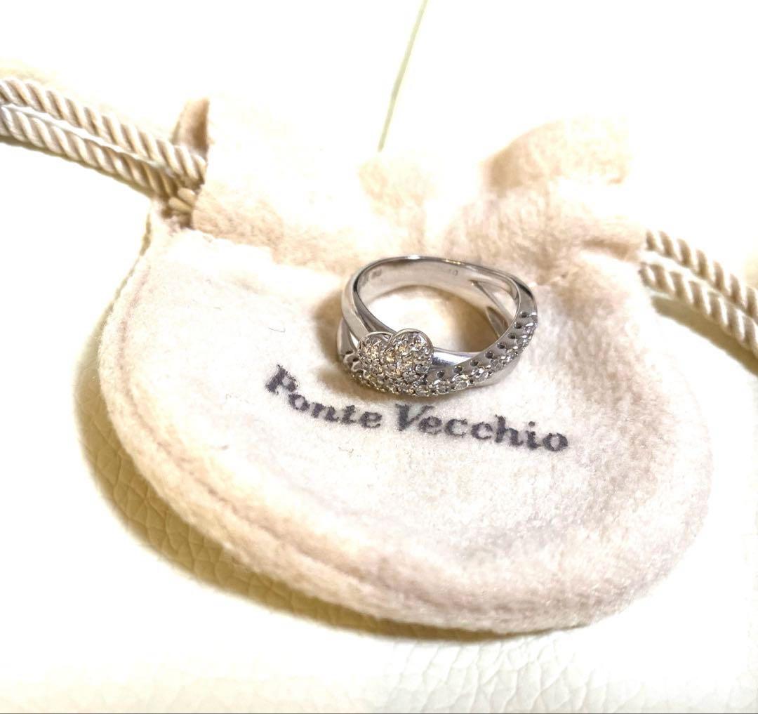 K18 WG ポンテヴェキオ ハートダイヤリング PonteVecchio 9号