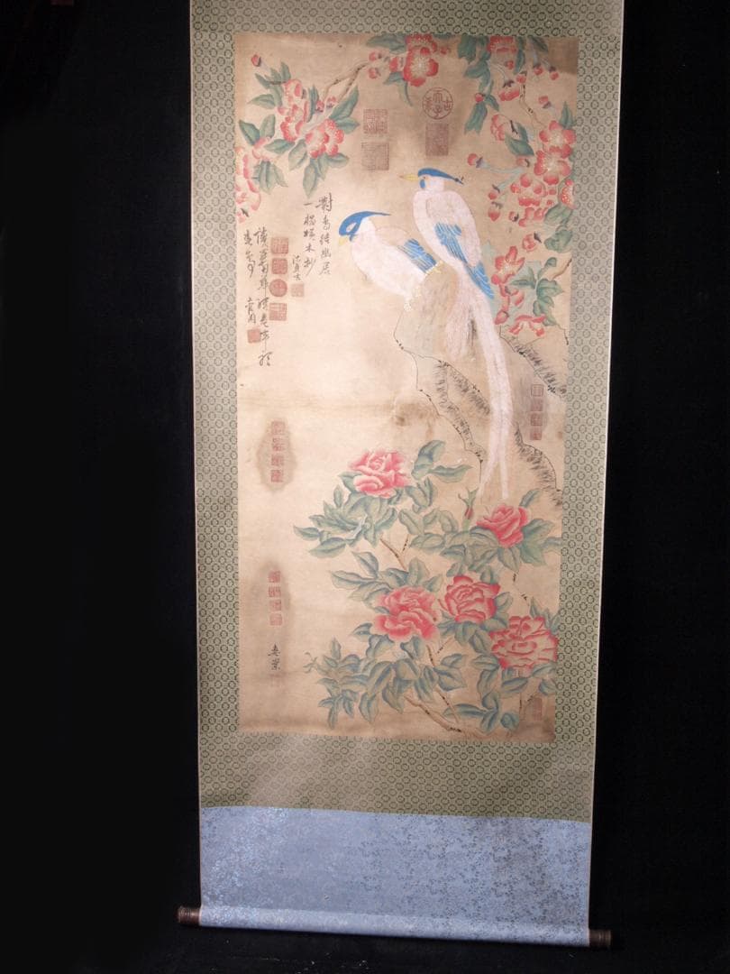 骨董掛け軸】鳥図 中国恵 崇 北宋時代 肉筆保證 唐物唐本 掛け軸