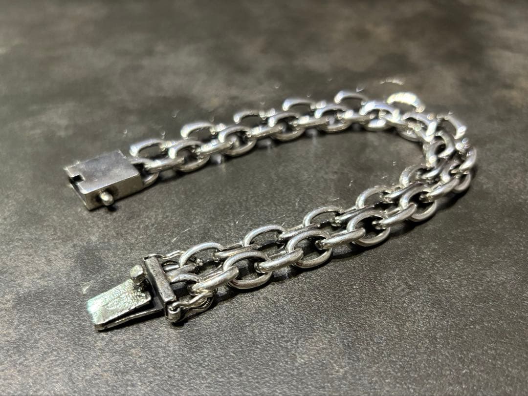VINTAGEヴィンテージ シルバー925 ダブルチェーンブレスレッ