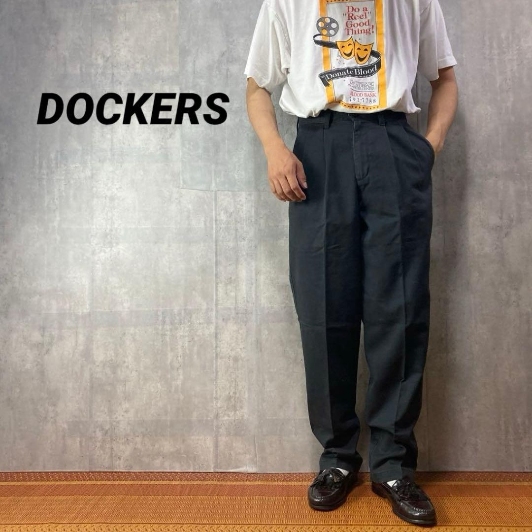 00s DOCKERS ドッカーズツータックチノスラックス チノパンW30 古着