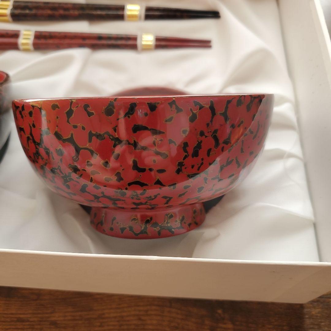 新品　箱入り　津軽塗　夫婦椀お箸セット