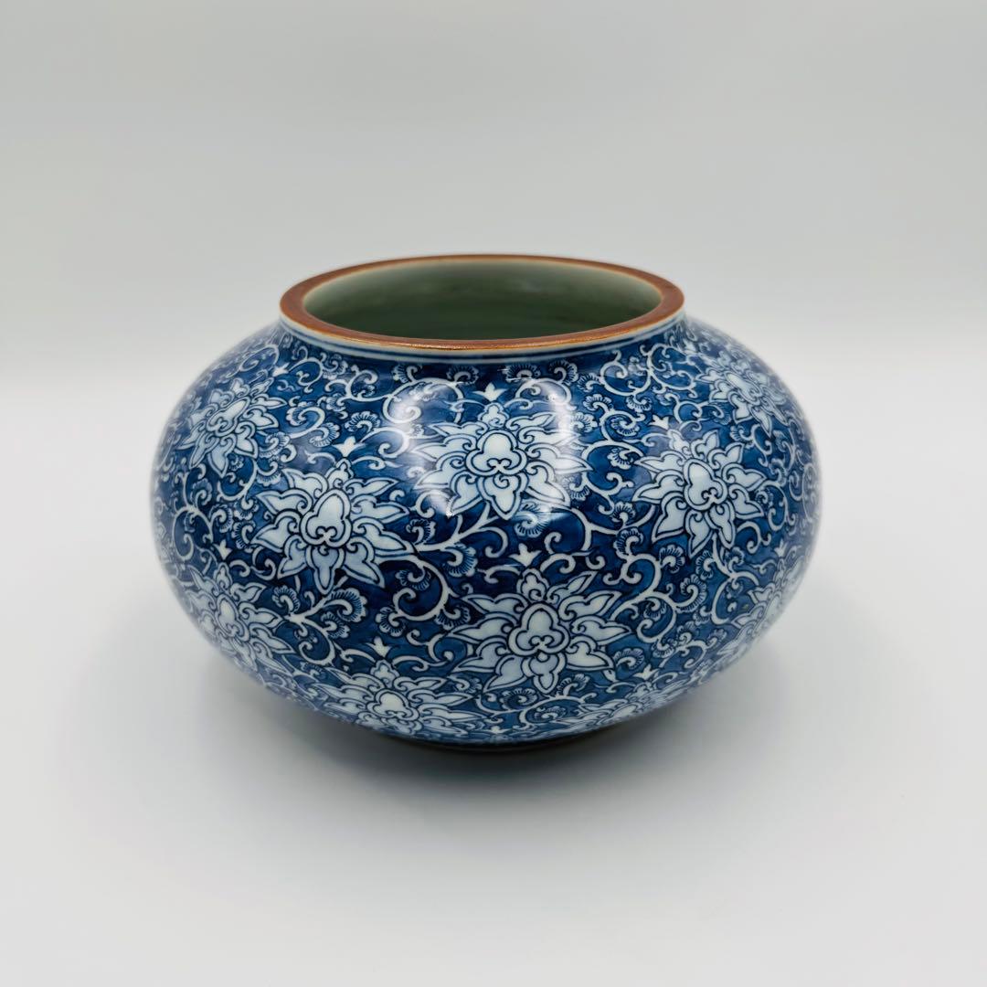 【舜陶窯　河本礫亭造　染付壺　花入　花瓶】時代　骨董　アンティーク 舜陶窯 河本礫亭造 染付壺 花入 花瓶】時代 骨董 アンティーク