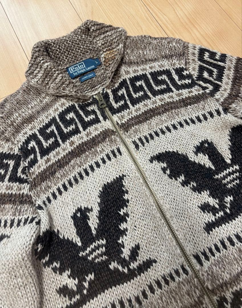 ラルフローレン ハンドニット カウチン セーター サンダーバード ネイティブ柄