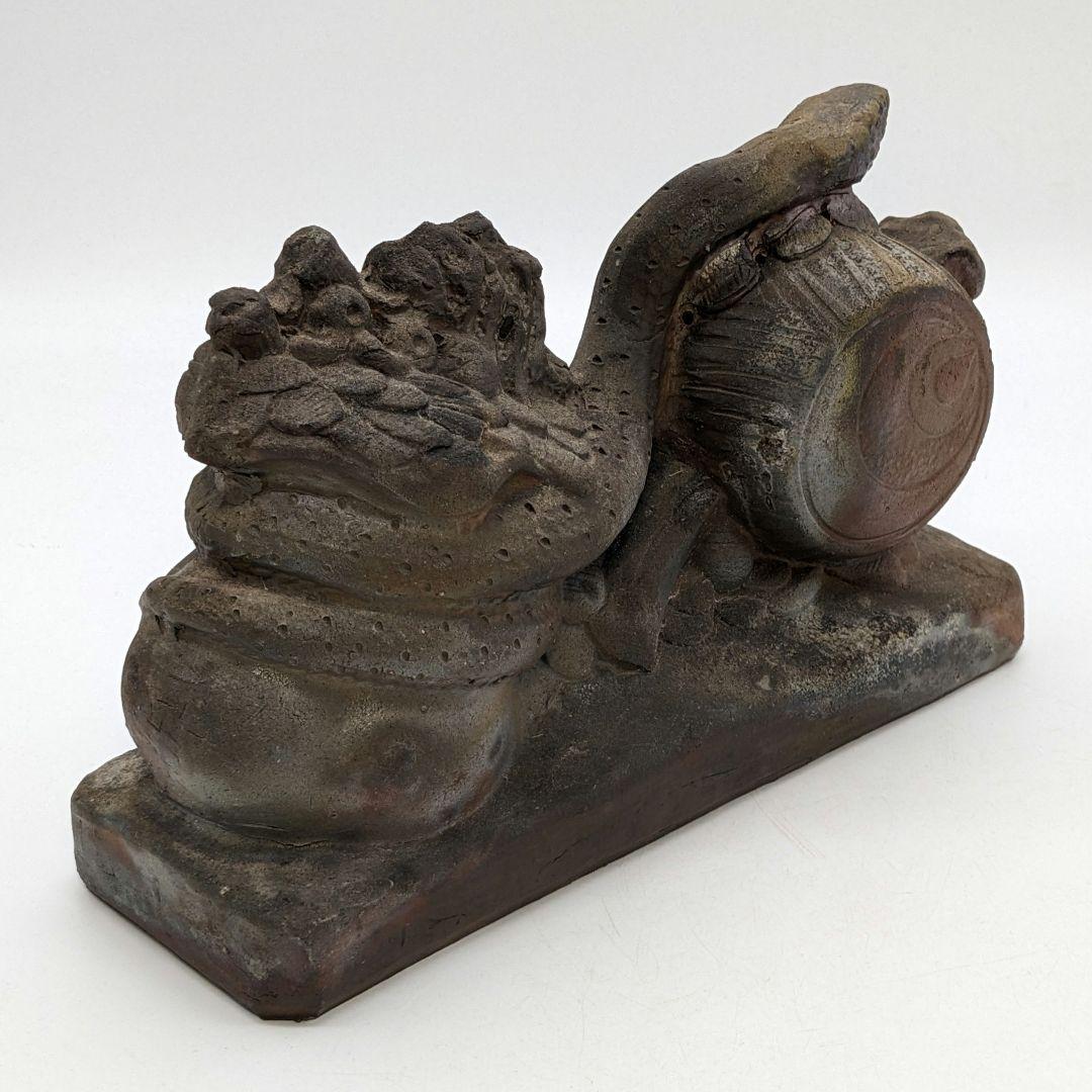 西川政美 備前焼 巳置物 ヘビ 蛇 打ち出の小槌 細工物 金運 財運 インテリア