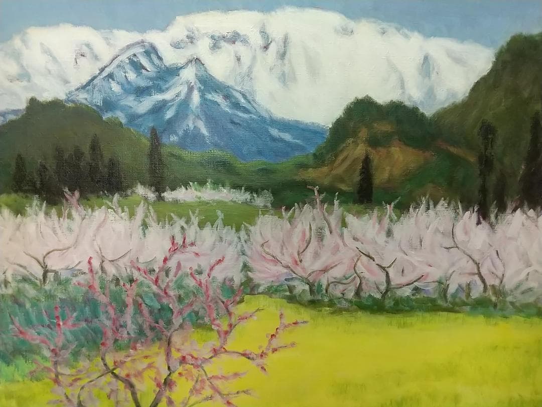 油絵 F15「早春」1984 油彩画 絵画