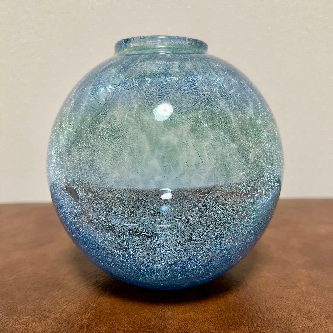 北一硝子 花瓶 フラワーベース 美品 フリルガラス きたいち きたいち