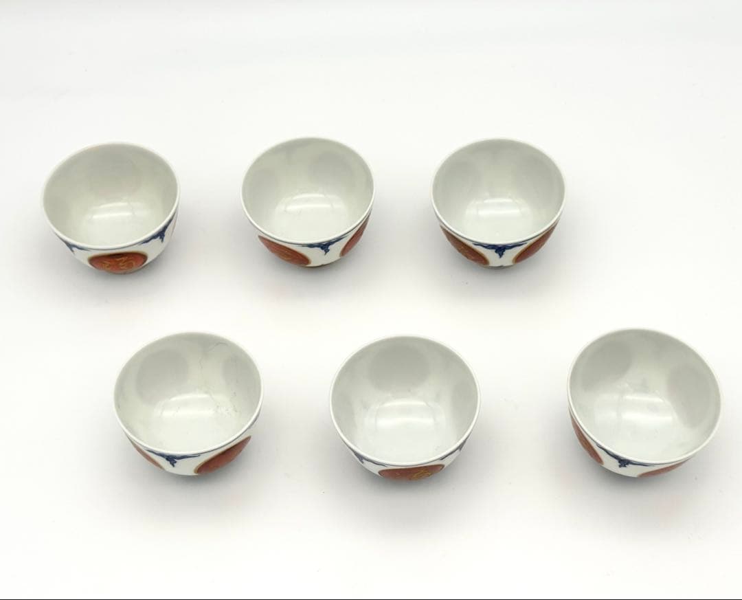 煎茶道具　宮川香雲　赤玉絵　煎茶碗　6客組 共箱