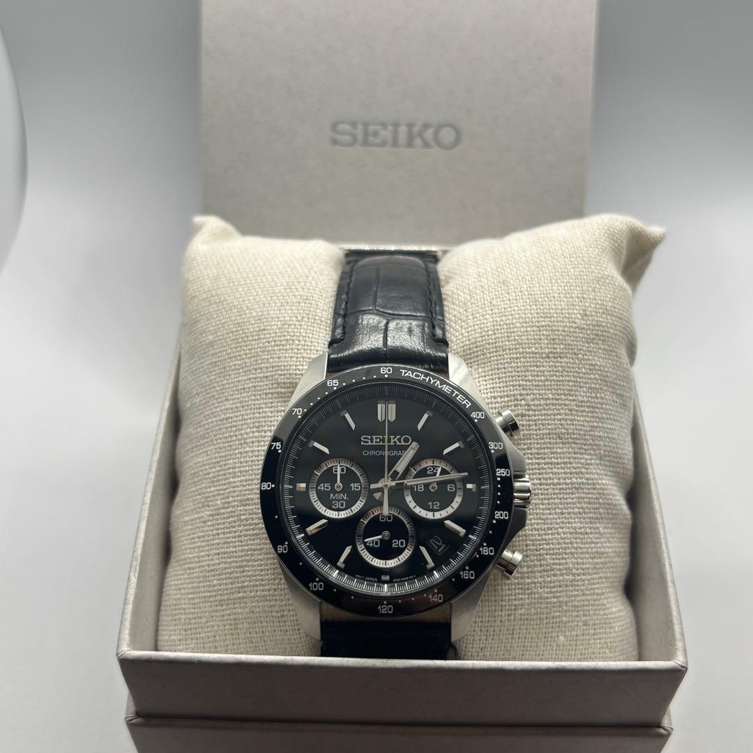 美品 SEIKO クロノグラフ SBTR021 ブラック セレクション クオーツ