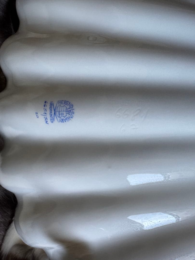 HERENDヘレンド　西安の黒　41cm 脚付き貝形大鉢シェルトレイ　マンダリン