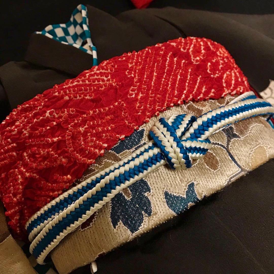 市松人形 12号 アンティーク 黒留袖 着物 帯 ＊ 留袖 大正