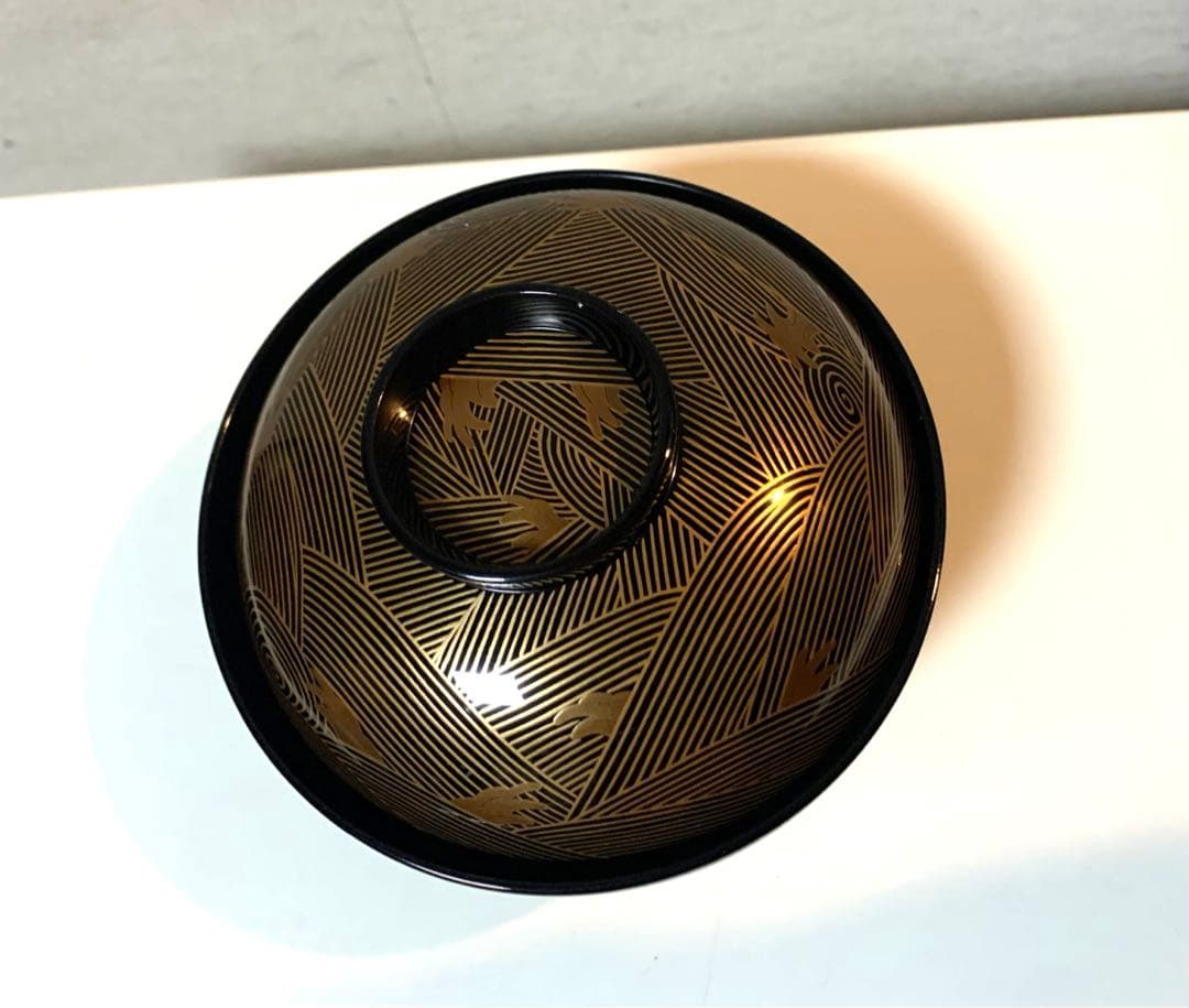 輪島塗汁椀5客揃金波蒔絵文様