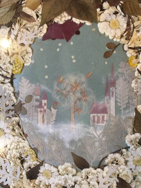 押し花額 『リース風』（ハンドメイド）