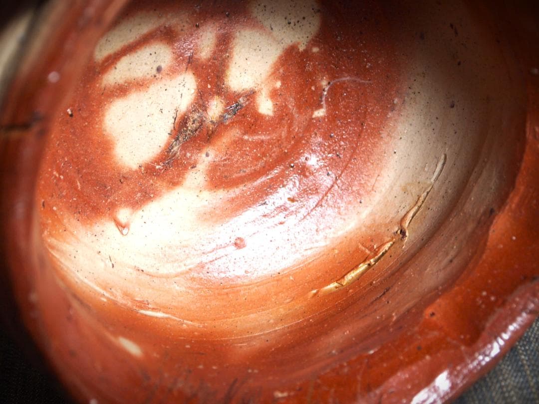 希少作☆原田拾六☆備前【緋襷】茶碗☆共箱・布