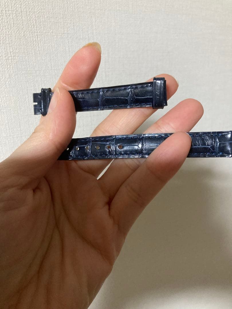 Cartier カルティエ レザーベルト 純正 12mm 美品 ネイビー 型押しの