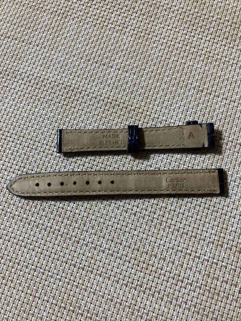 Cartier カルティエ レザーベルト 純正 12mm 美品 ネイビー 型押しの