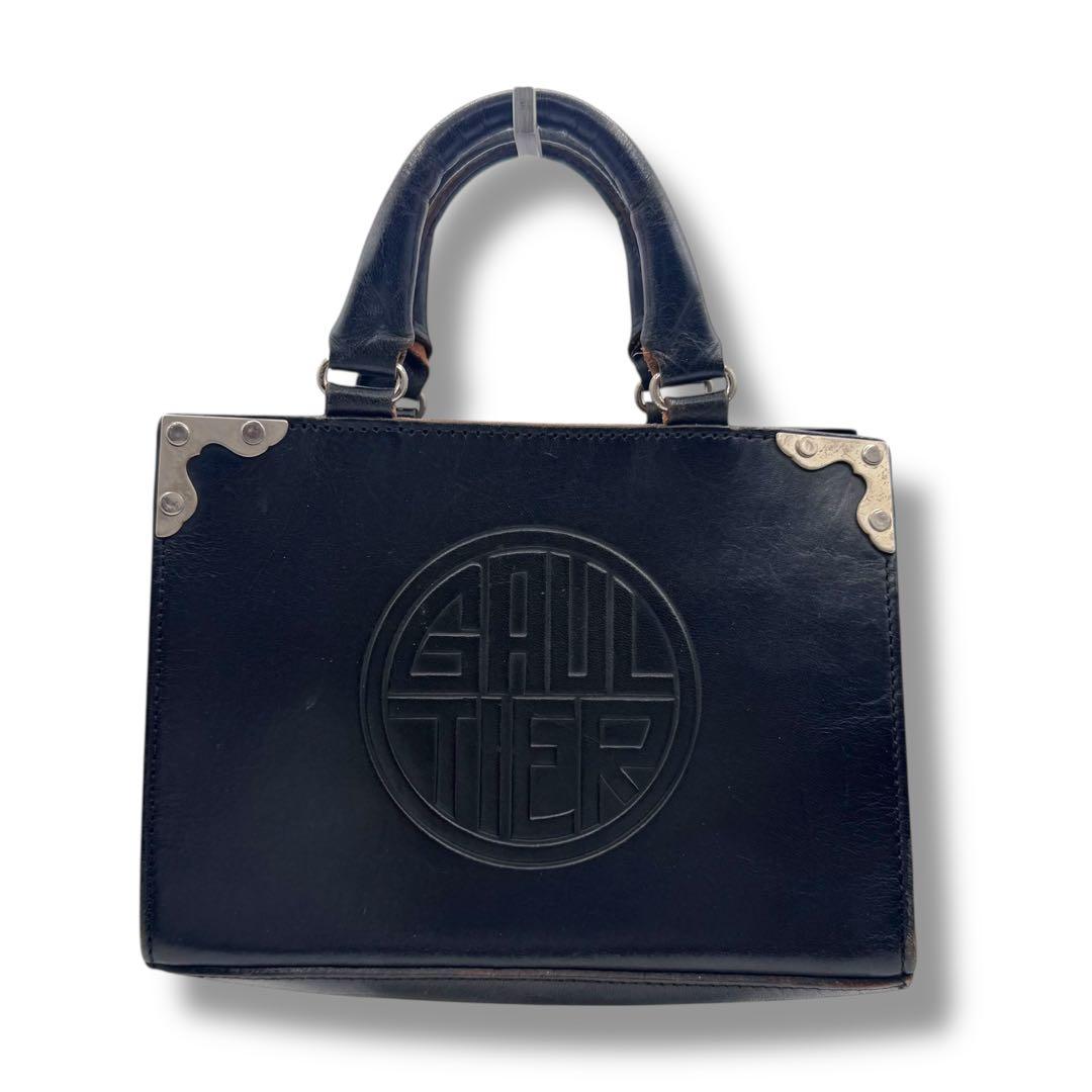 VINTAGE ゴルチエ ミニ ハンドバッグ レザー 黒