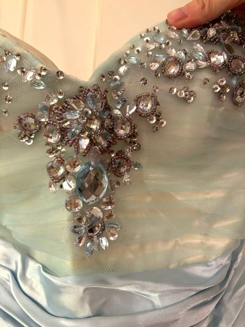 ビジューつき　カラーロングドレス