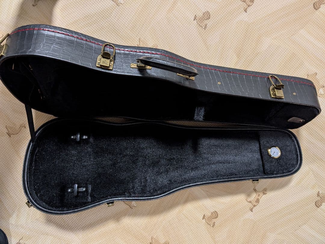 新品】クロコダイル模様押し革製、木製バイオリンケース｜新品