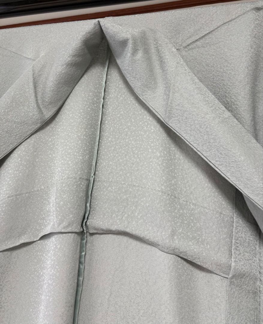 刺繍 汕頭刺繍 中国刺繍 着物 付下げ しつけ有 ブルーグレー系 単衣