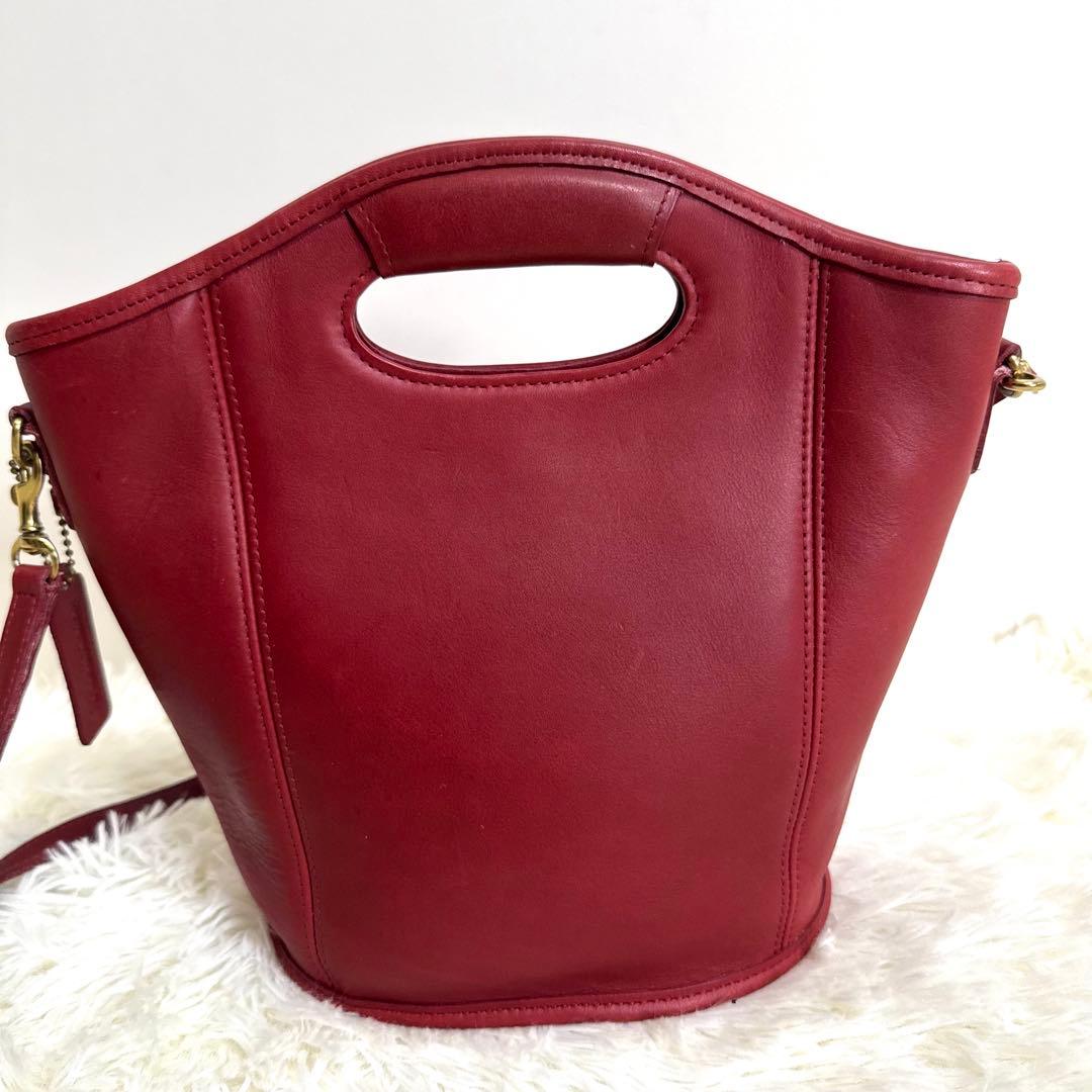 【美品】オールドコーチ 9993 2way ショルダーバッグ ハンド レザー 赤