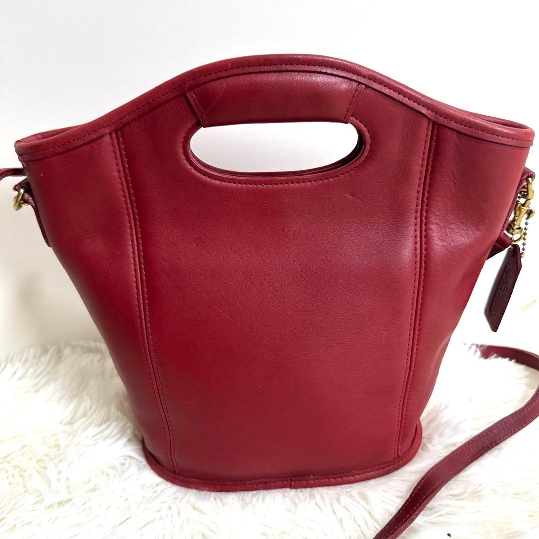 【美品】オールドコーチ 9993 2way ショルダーバッグ ハンド レザー 赤