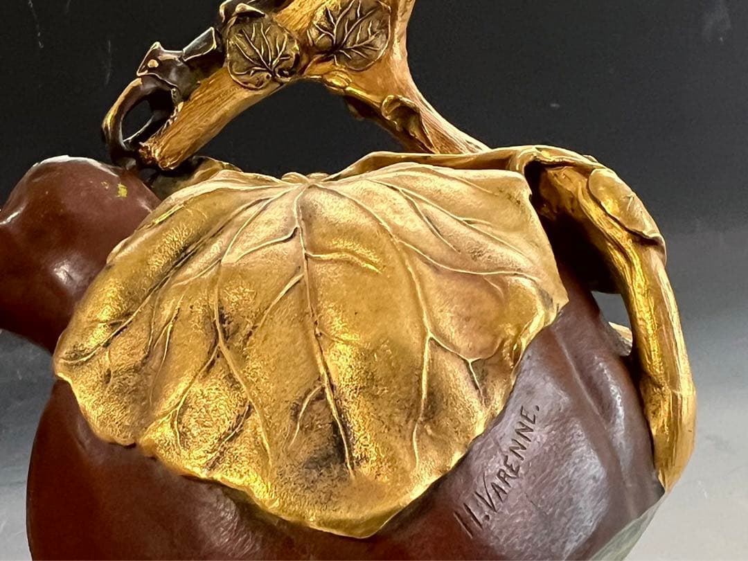 クリストフル　ブロンズ　花瓶　作家H.Varenne 1900年　レア