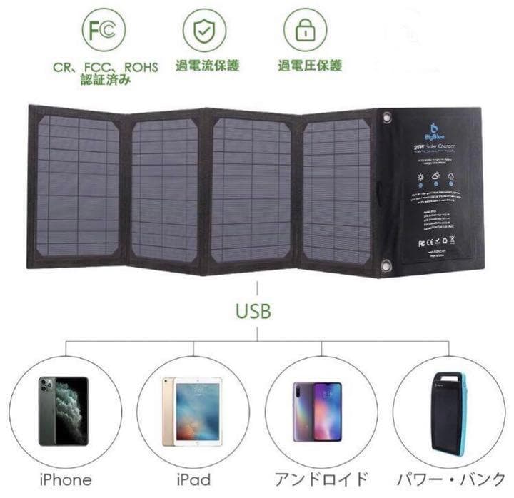 最新の高効率ソーラーパネル4枚搭載♪❤3台同時充電OK