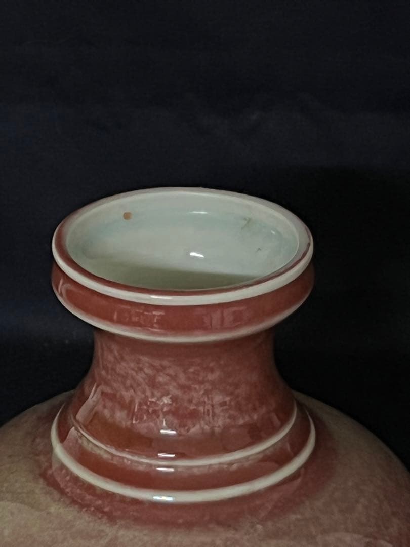 文房具 清康熙 紅釉花瓶/F2-66