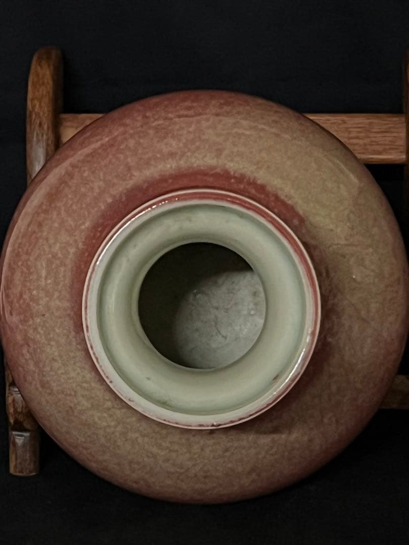 文房具 清康熙 紅釉花瓶/F2-66