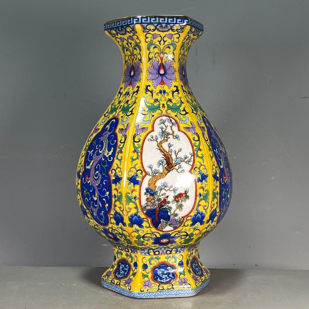 清雍正琺瑯彩賞瓶 花瓶 置物 景徳鎮 陶磁器 装飾品 現代工芸品 美術品