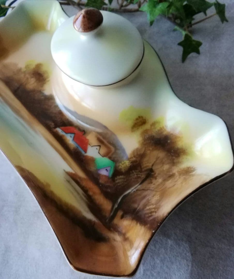 逸品　オールドノリタケ　ヤジロベー印　インク壺付きペントレー　和骨董アンティーク