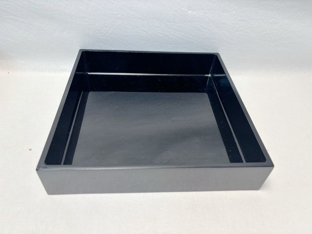 未使用 懐石道具 木曽黒塗 木製堅地 沈金松蒔絵 松花堂 弁当 6客揃 十字仕切