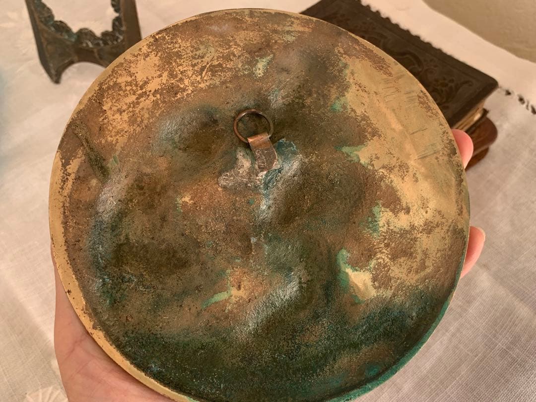 フランスアンティーク 天使の彫刻 ブロンズ製 プレート ブロカント