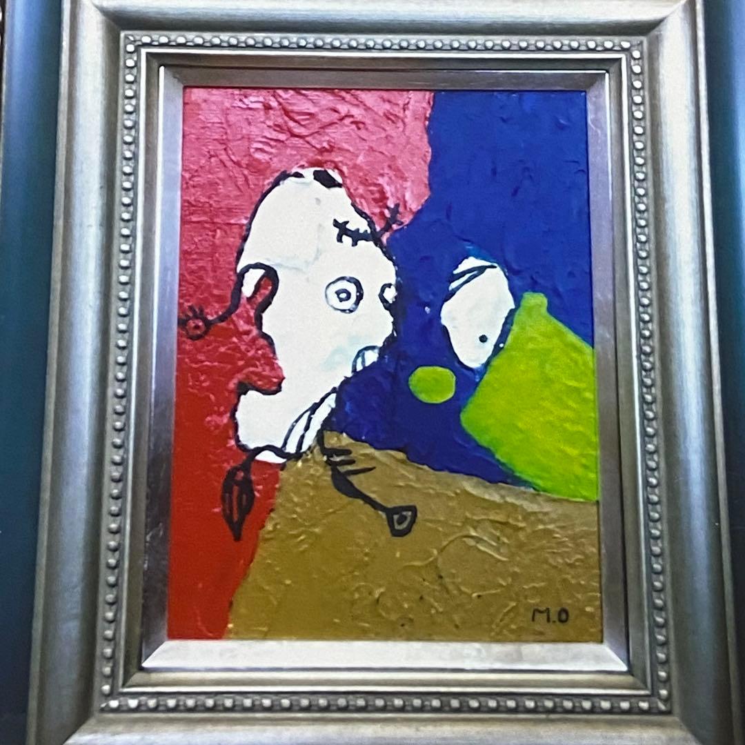 親子で散歩　額縁入り　絵画