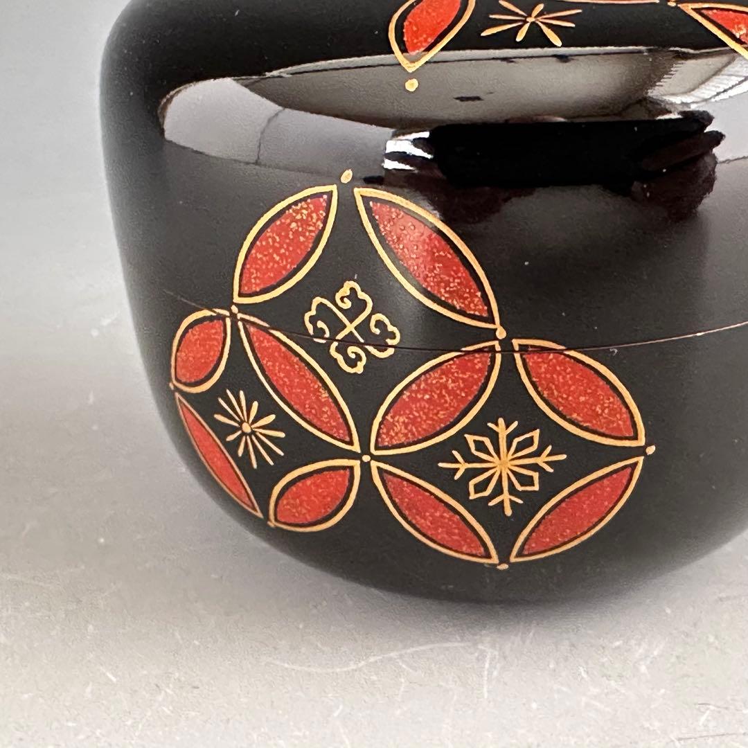 茶道具 岩松蒔絵 大棗 内梨地 山崎敏春 共箱 薄茶器 茶会 棚 豪華 金地