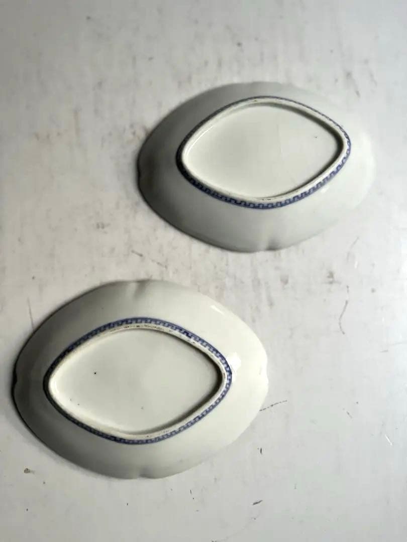 【k.様リクエスト】091 アンティーク 変形菱形染付皿 2枚組 880 2客